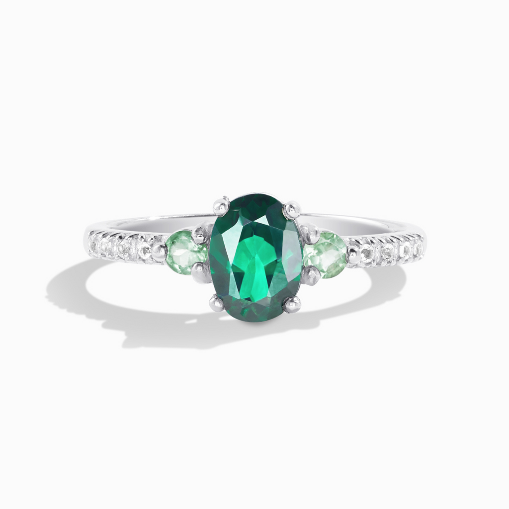 Green Topaz and Green Tourmaline Ring in Sterling Silver