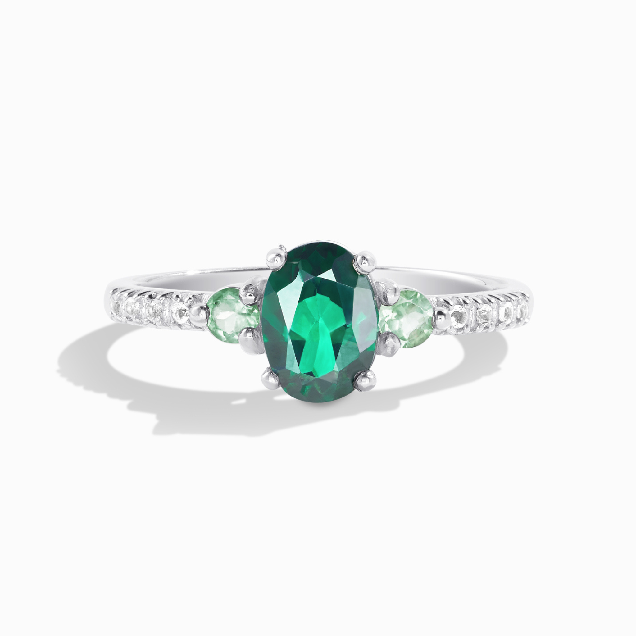 Green Topaz and Green Tourmaline Ring in Sterling Silver