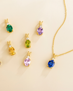 Blue Sapphire Pendant Necklace in 18k Gold Vermeil