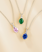 Pink Sapphire Pendant Necklace in Sterling Silver