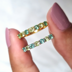 Emerald & Peridot Half Eternity Band in Sterling Silver