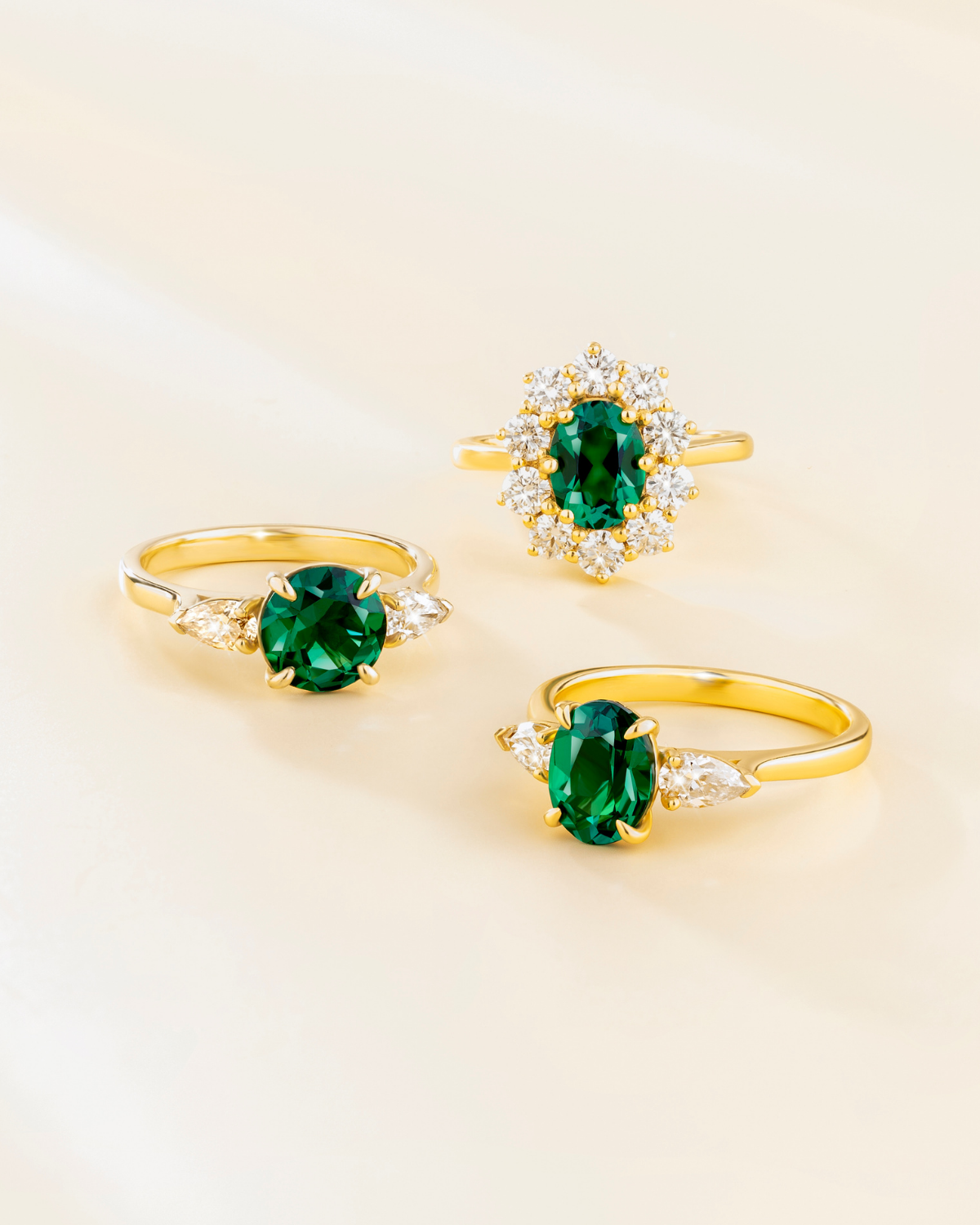 Emerald Halo Engagement Ring in 18k Gold Vermeil