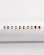 Garnet Oval Stud Earrings in Sterling Silver