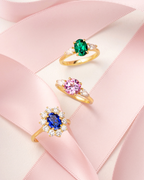 Blue Sapphire Halo Engagement Ring in 18k Gold Vermeil