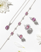 Pink Sapphire Pendant Necklace in Sterling Silver