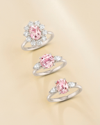 Pink Sapphire Halo Engagement Ring in Sterling Silver