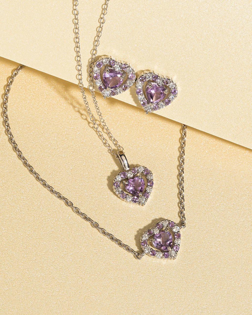 Purple Heart Lavender Amethyst Bracelet in Sterling Silver