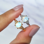 Rainbow Moonstone Ring in 18k Gold Vermeil (Oval Cut)