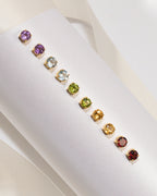 Citrine Round Stud Earrings 6 mm in 18k Gold Vermeil