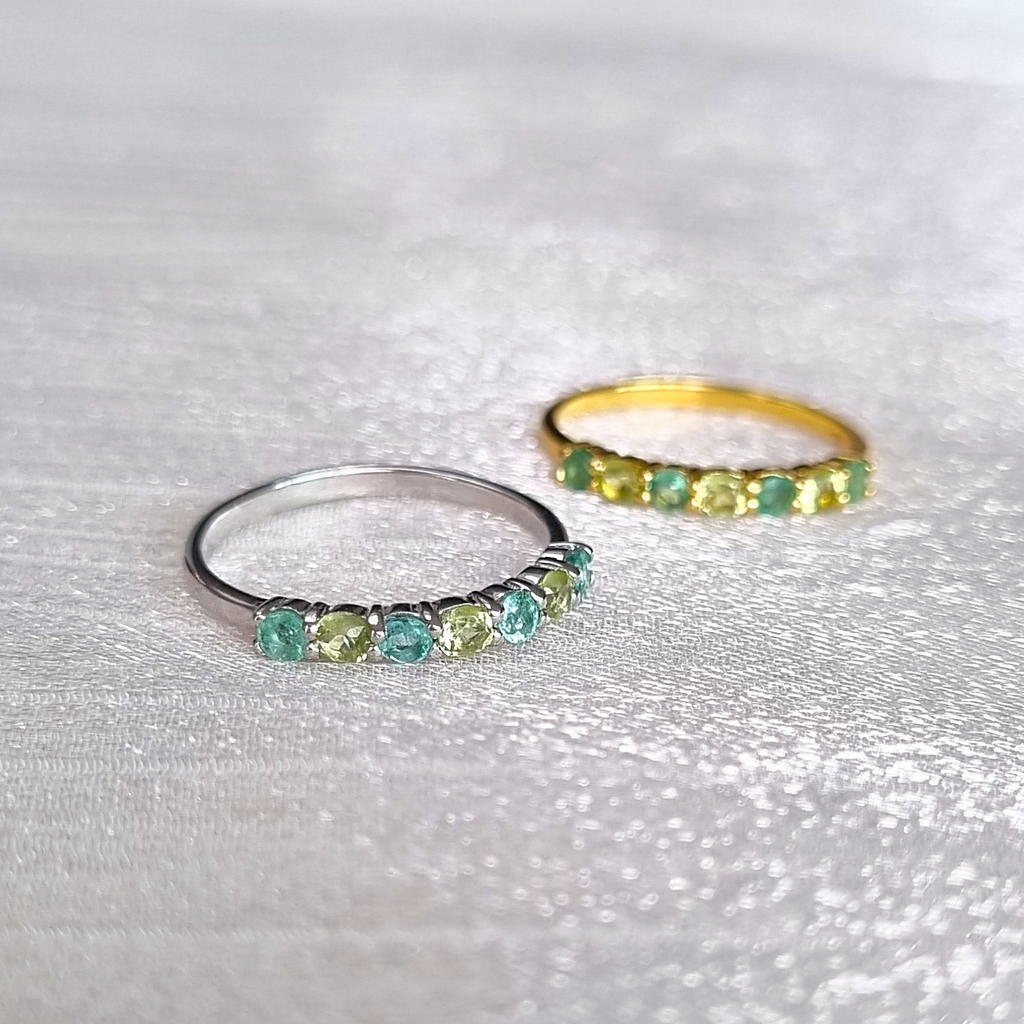 Emerald & Peridot Half Eternity Band in 18K Gold Vermeil
