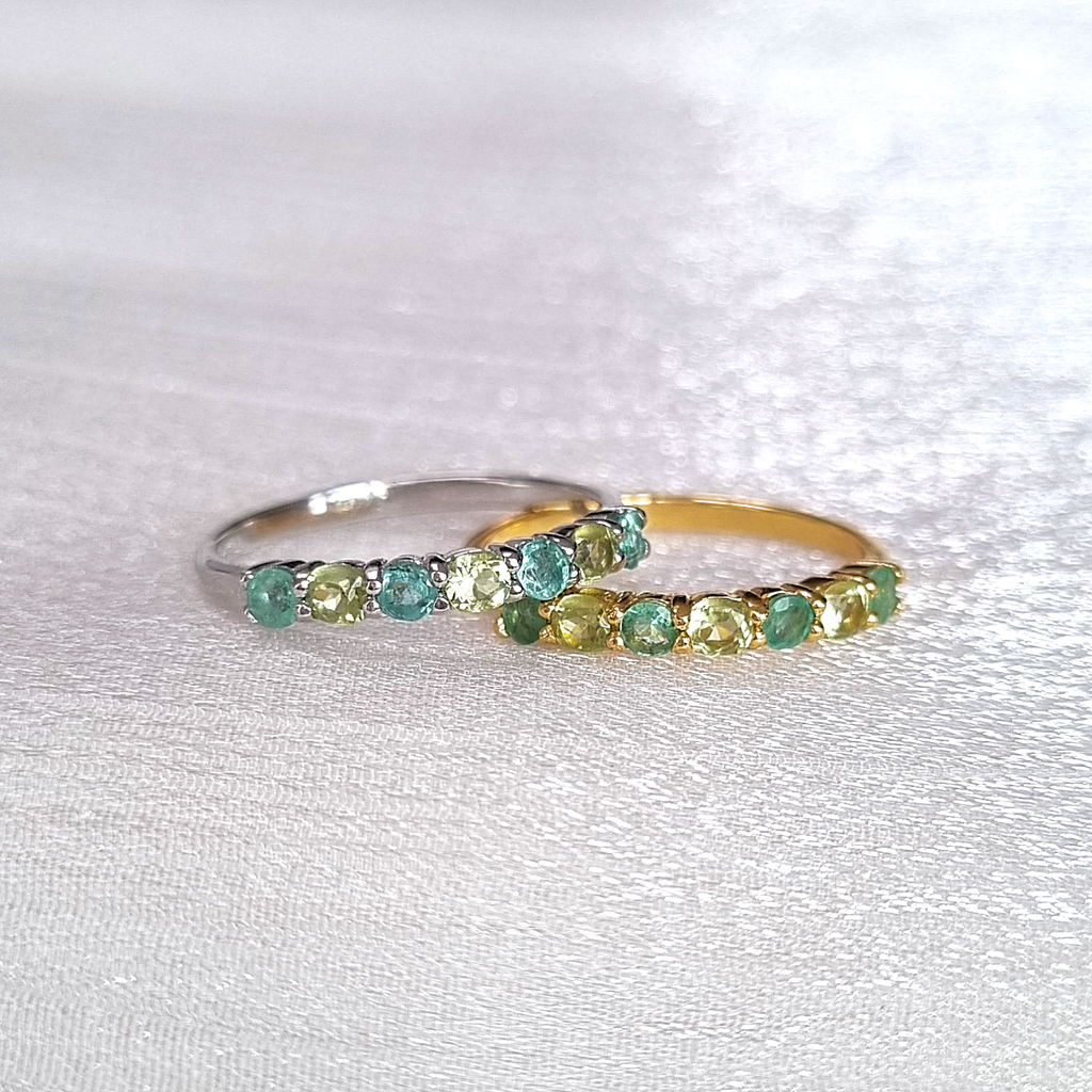 Emerald & Peridot Half Eternity Band in 18K Gold Vermeil