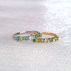 Emerald & Peridot Half Eternity Band in Sterling Silver