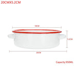 White & Red Enamel Baking Dish with Dual Side Handles – Deep Round Pan for Baking, Roasting, and Serving, Oven & Induction Safe, 3 Sizes Available