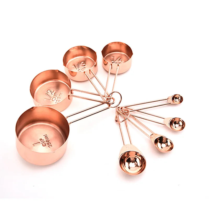8-Piece Stainless Steel Measuring Spoons Set rose gold