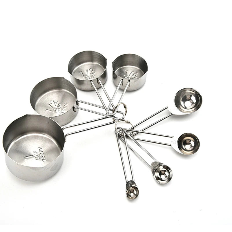8-Piece Stainless Steel Measuring Spoons & Cups Set Silver