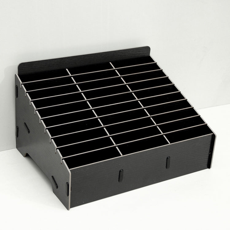 Wooden Multi-cell Mobile Phone Film Stand Desktop Display Rack, 30 Grids, Size: 31.5x23.5x18.5cm, 30 Grids, Black, 30 Grids, Pink, 30 Grids, Green 30 Grids, Black Black
