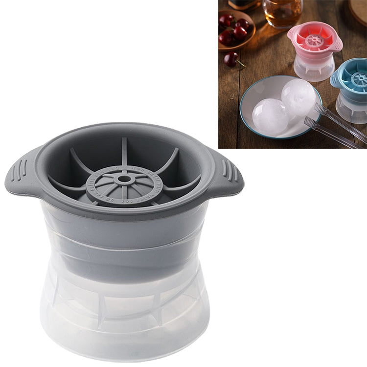Home Spherical Ice Lattice Whisky Wine Ice Cube Maker Silicone Trays Mold with Cover Grey