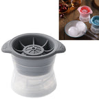Home Spherical Ice Lattice Whisky Wine Ice Cube Maker Silicone Trays Mold with Cover Grey