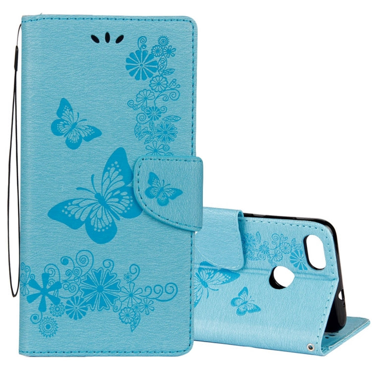 For Huawei P9 Lite Mini Vintage Embossed Floral Butterfly Pattern Horizontal Flip Leather Case with Card Slot & Holder & Wallet & Lanyard – Lanyard, Magnetic, Card Slot, For P9 Lite Mini For P9 Lite Mini Blue
