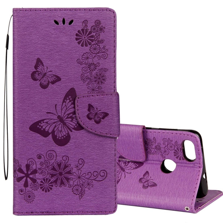 For Huawei P9 Lite Mini Vintage Embossed Floral Butterfly Pattern Horizontal Flip Leather Case with Card Slot & Holder & Wallet & Lanyard – Lanyard, Magnetic, Card Slot, For P9 Lite Mini For P9 Lite Mini Purple