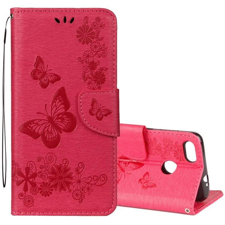 For Huawei P9 Lite Mini Vintage Embossed Floral Butterfly Pattern Horizontal Flip Leather Case with Card Slot & Holder & Wallet & Lanyard – Lanyard, Magnetic, Card Slot, For P9 Lite Mini For P9 Lite Mini Red
