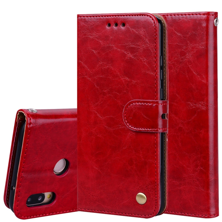 Business Style Oil Wax Texture Horizontal Flip Leather Case with Holder & Card Slots & Wallet – Lanyard, Card Slot, Flip, For Huawei P20 Lite For Huawei P20 Lite Red