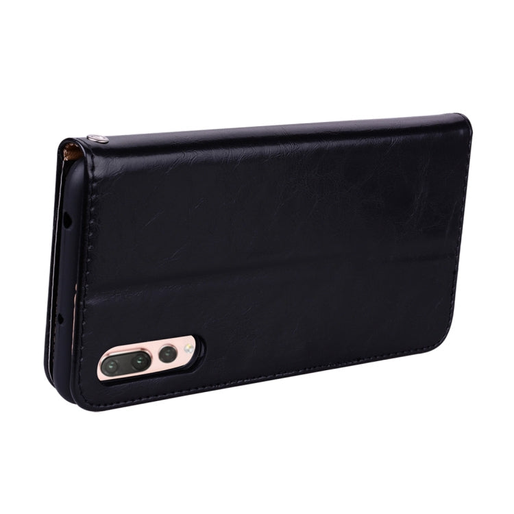Business Style Oil Wax Texture Horizontal Flip Leather Case with Holder & Card Slots & Wallet – Lanyard, Card Slot, Flip, For Huawei P20 Pro