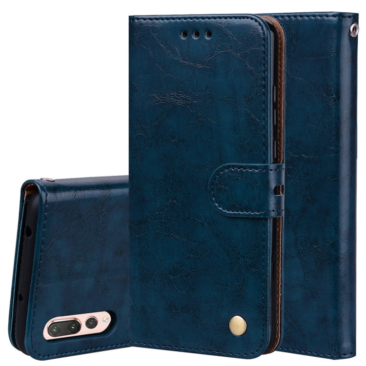 Business Style Oil Wax Texture Horizontal Flip Leather Case with Holder & Card Slots & Wallet – Lanyard, Card Slot, Flip, For Huawei P20 Pro For Huawei P20 Pro Blue