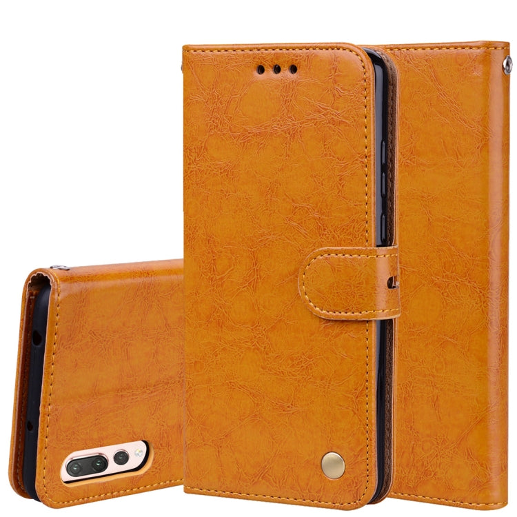 Business Style Oil Wax Texture Horizontal Flip Leather Case with Holder & Card Slots & Wallet – Lanyard, Card Slot, Flip, For Huawei P20 Pro For Huawei P20 Pro Brown