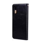 Business Style Oil Wax Texture Horizontal Flip Leather Case with Holder & Card Slots & Wallet – Lanyard, Card Slot, Flip, For Huawei P20