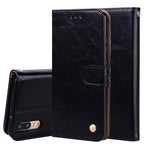 Business Style Oil Wax Texture Horizontal Flip Leather Case with Holder & Card Slots & Wallet – Lanyard, Card Slot, Flip, For Huawei P20
