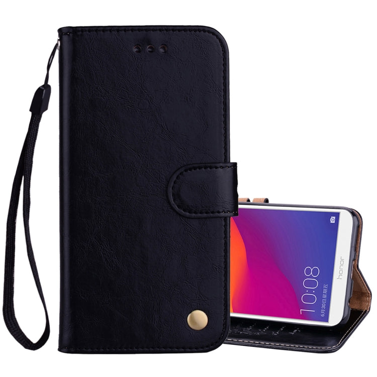 Business Style Oil Wax Texture Horizontal Flip Leather Case for Huawei Honor 7C / Enjoy 8 / Y7 (2018) / Y7 Prime (2018) / Nova 2 Lite, with Holder & Card Slots & Wallet – Lanyard, Card Slot, Flip, For Huawei Honor 7C, For Honor 7C / Y7 Prime (2018)... For Huawei Honor 7C Black