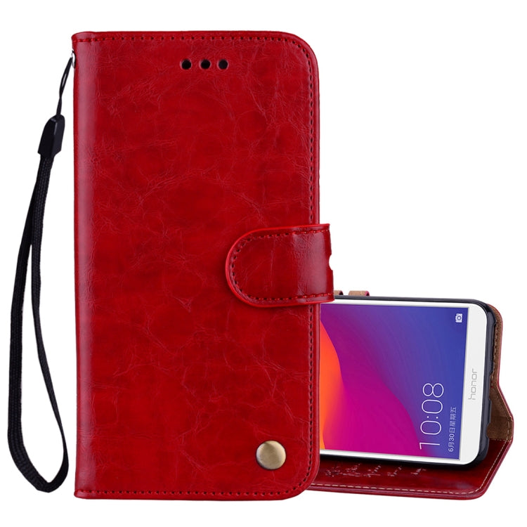 Business Style Oil Wax Texture Horizontal Flip Leather Case for Huawei Honor 7C / Enjoy 8 / Y7 (2018) / Y7 Prime (2018) / Nova 2 Lite, with Holder & Card Slots & Wallet – Lanyard, Card Slot, Flip, For Huawei Honor 7C, For Honor 7C / Y7 Prime (2018)... For Honor 7C Y7 Prime (2018) Red
