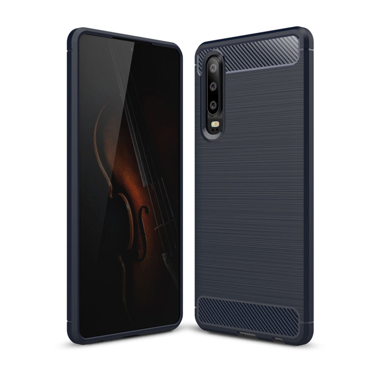 Brushed Texture Carbon Fiber Shockproof TPU Case for Huawei P30, Huawei P30 – Shockproof, TPU Huawei P30 Navy Blue