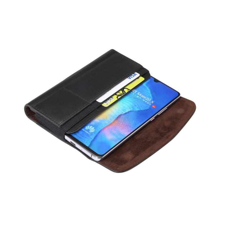Men Lambskin Texture Multi-functional Universal Mobile Phone Waist Pack Leather Case for 6.9 Inch or Below Smartphones, with Card slot – Card Slot, Leather