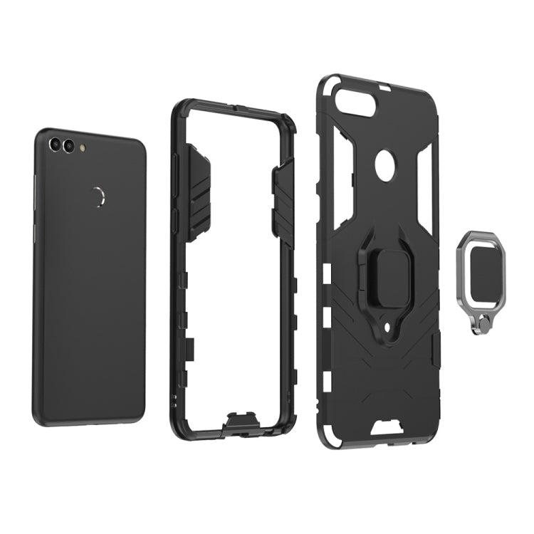 PC + TPU Shockproof Protective Case for Huawei Y9 2018, with Magnetic Ring Holder – Shockproof, Ring Holder, Magnetic, For Huawei Y9 2018