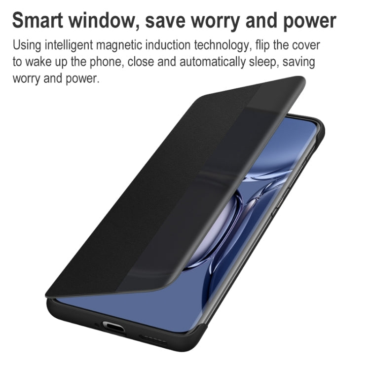 Smart Display View Window Flip Leather Protective Case with Sleep / Wake-up Function – Shockproof, Anti-Scratch, Flip, For Huawei P50 Pro
