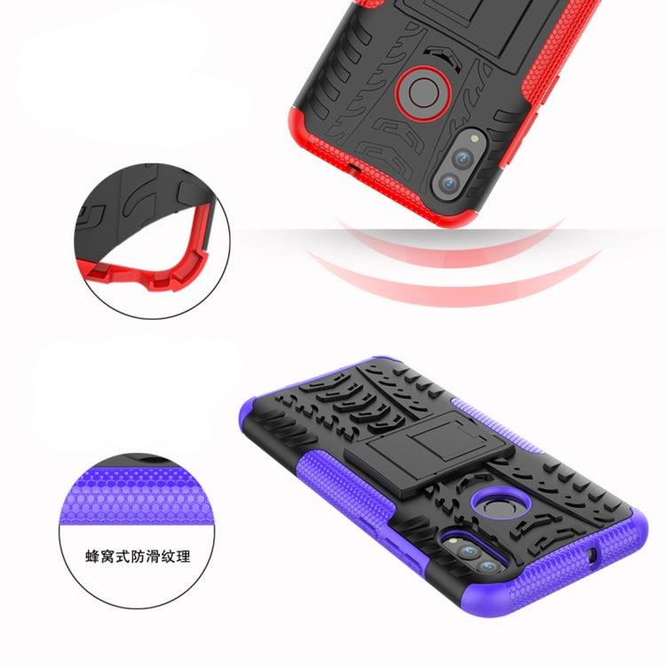 Tire Texture TPU+PC Shockproof Case for Huawei Honor 10 Lite / P Smart (2019), with Holder – Shockproof, TPU, For Honor 10 Lite