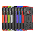 Tire Texture TPU+PC Shockproof Case for Huawei Honor 10 Lite / P Smart (2019), with Holder – Shockproof, TPU, For Honor 10 Lite