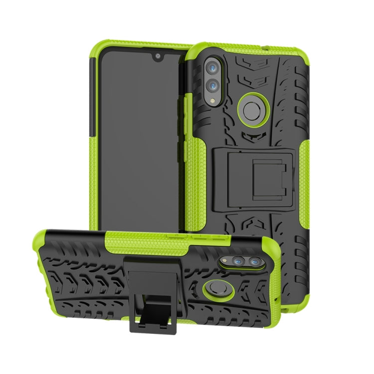 Tire Texture TPU+PC Shockproof Case for Huawei Honor 10 Lite / P Smart (2019), with Holder – Shockproof, TPU, For Honor 10 Lite For Honor 10 Lite Green