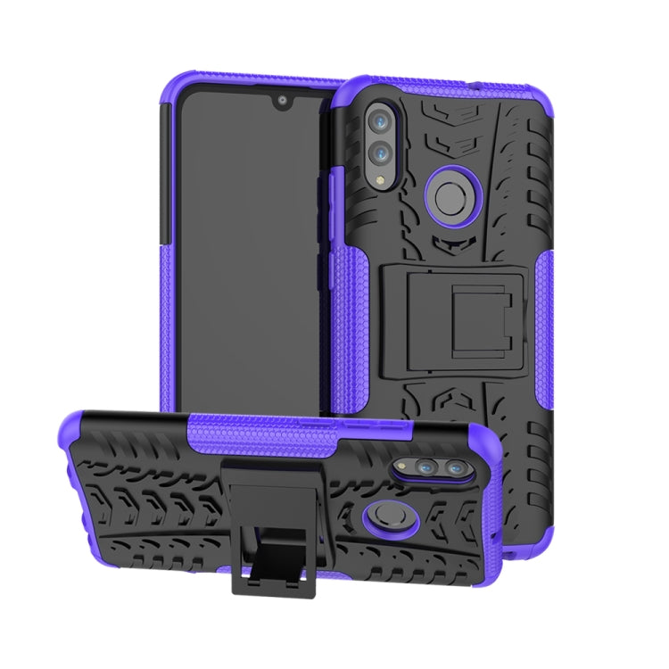 Tire Texture TPU+PC Shockproof Case for Huawei Honor 10 Lite / P Smart (2019), with Holder – Shockproof, TPU, For Honor 10 Lite For Honor 10 Lite Purple