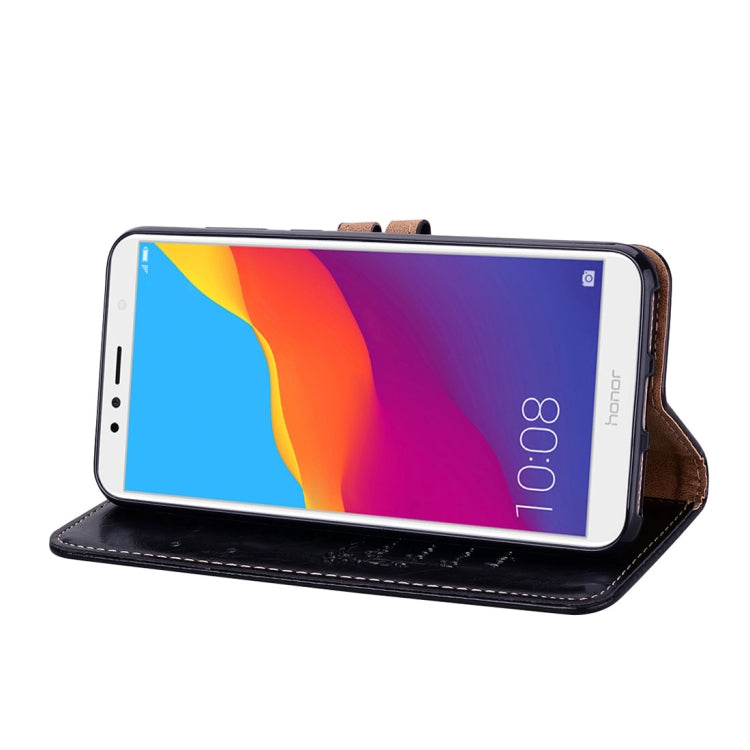 Business Style Oil Wax Texture Horizontal Flip Leather Case for Huawei Honor 7A (with fingerprint hole), with Holder & Card Slots & Wallet – Lanyard, Card Slot, Flip, For Huawei Honor 7A