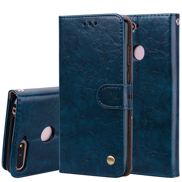 Business Style Oil Wax Texture Horizontal Flip Leather Case for Huawei Honor 7A (with fingerprint hole), with Holder & Card Slots & Wallet – Lanyard, Card Slot, Flip, For Huawei Honor 7A For Huawei Honor 7A Blue