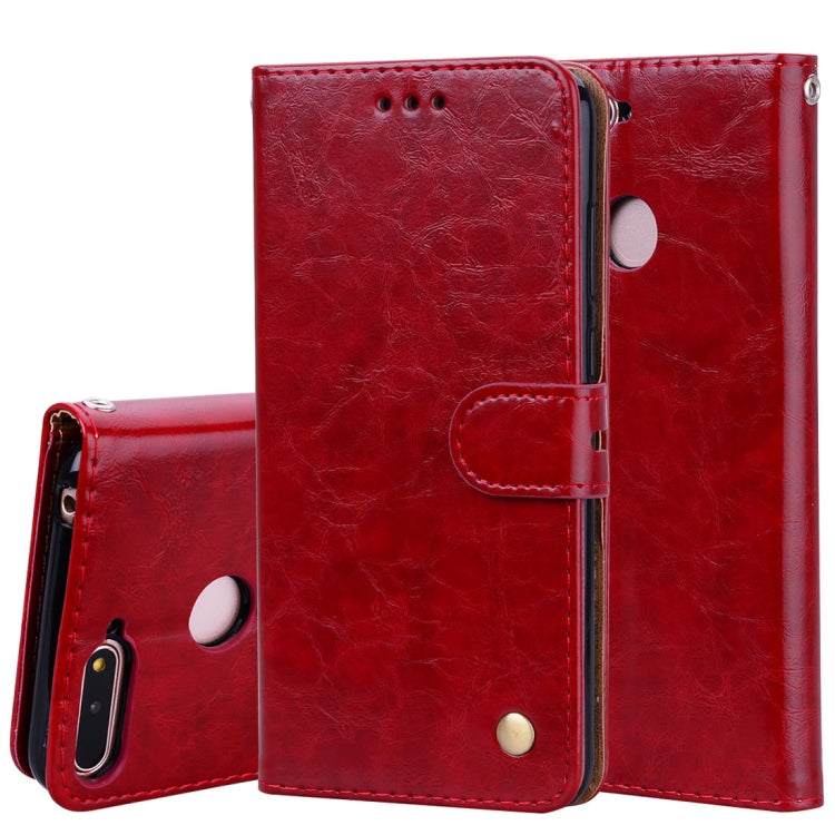 Business Style Oil Wax Texture Horizontal Flip Leather Case for Huawei Honor 7A (with fingerprint hole), with Holder & Card Slots & Wallet – Lanyard, Card Slot, Flip, For Huawei Honor 7A For Huawei Honor 7A Red