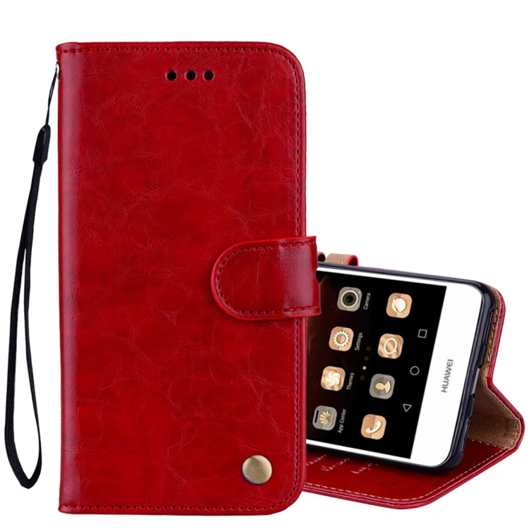 For Huawei Y5 (2017) / Y6 (2017) Business Style Oil Wax Texture Horizontal Flip Leather Case with Holder & Card Slots & Hand Strap – Card Slot, Flip, Leather, For Huawei Y5 (2017) / Y6 (2017), For Huawei Y5 (2017) For Huawei Y5 (2017) Y6 (2017) Red