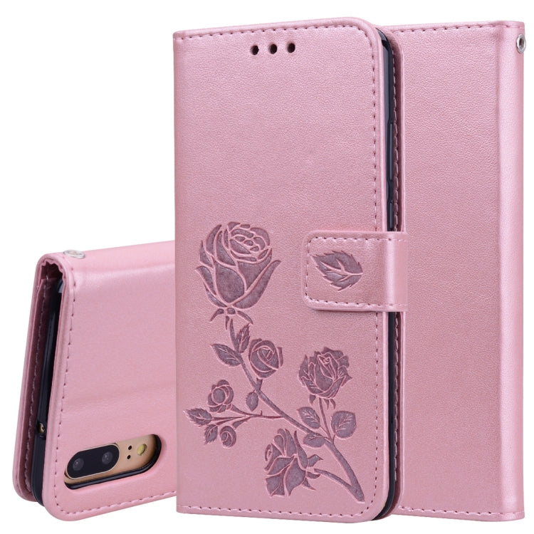 Rose Embossed Horizontal Flip PU Leather Case for Huawei P20, with Holder & Card Slots & Wallet – Card Slot, Flip, Leather, For Huawei P20, Huawei P20 For Huawei P20 Rose Gold