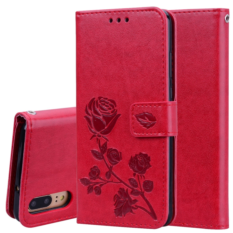Rose Embossed Horizontal Flip PU Leather Case for Huawei P20, with Holder & Card Slots & Wallet – Card Slot, Flip, Leather, For Huawei P20, Huawei P20 For Huawei P20 Red