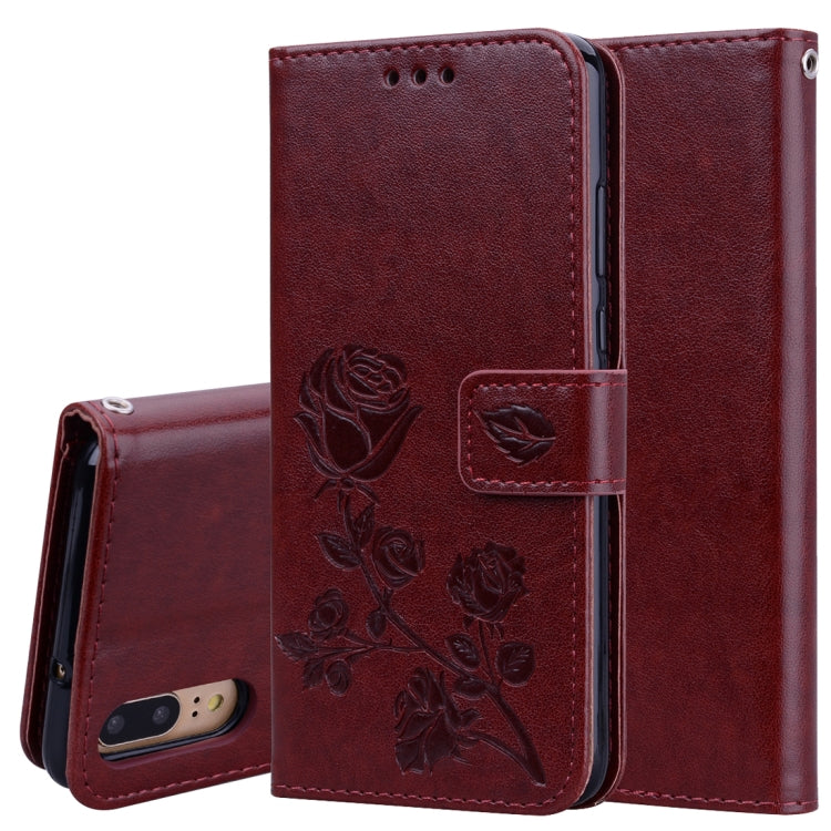 Rose Embossed Horizontal Flip PU Leather Case for Huawei P20, with Holder & Card Slots & Wallet – Card Slot, Flip, Leather, For Huawei P20, Huawei P20 For Huawei P20 Brown