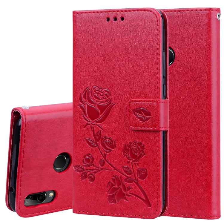 Rose Embossed Horizontal Flip PU Leather Case for Huawei Y9 (2019), with Holder & Card Slots & Wallet – Card Slot, Flip, Leather, For Huawei Y9 (2019), Huawei Y9 (2019) For Huawei Y9 (2019) Red