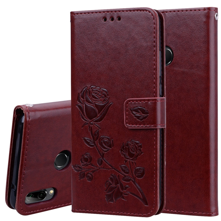 Rose Embossed Horizontal Flip PU Leather Case for Huawei Y9 (2019), with Holder & Card Slots & Wallet – Card Slot, Flip, Leather, For Huawei Y9 (2019), Huawei Y9 (2019) For Huawei Y9 (2019) Brown